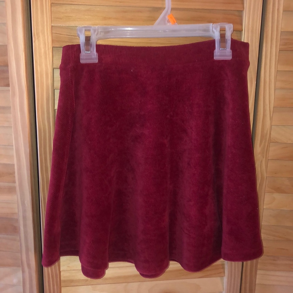 Red velvet skirt